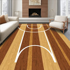 Wooden Basketball Court Stripes Rug