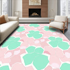 Blush Pink Teal Organic Shapes Rug