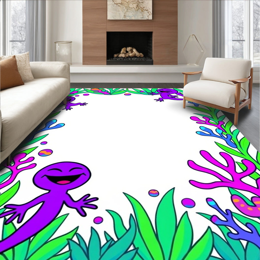 Whimsical Purple Creatures Coral Garden Rug