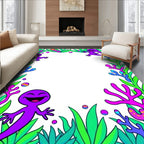 Whimsical Purple Creatures Coral Garden Rug