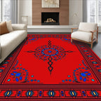 Bold Red Medallion Floral Border Rug