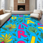 Bright Yellow Floral Alphabet Scatter Rug