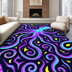 Vibrant Purple Teal Octopus Swirl Rug