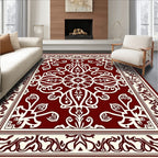Deep Red Traditional Floral Medallion Rug