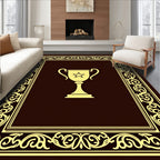 Golden Trophy Medallion Brown Frame Rug