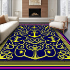 Naval Yellow Anchor Rope Medallion Rug