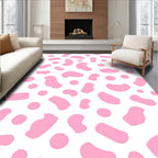 Pink Blobs Scattered White Rug