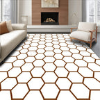 Brown Hexagon Grid Rug