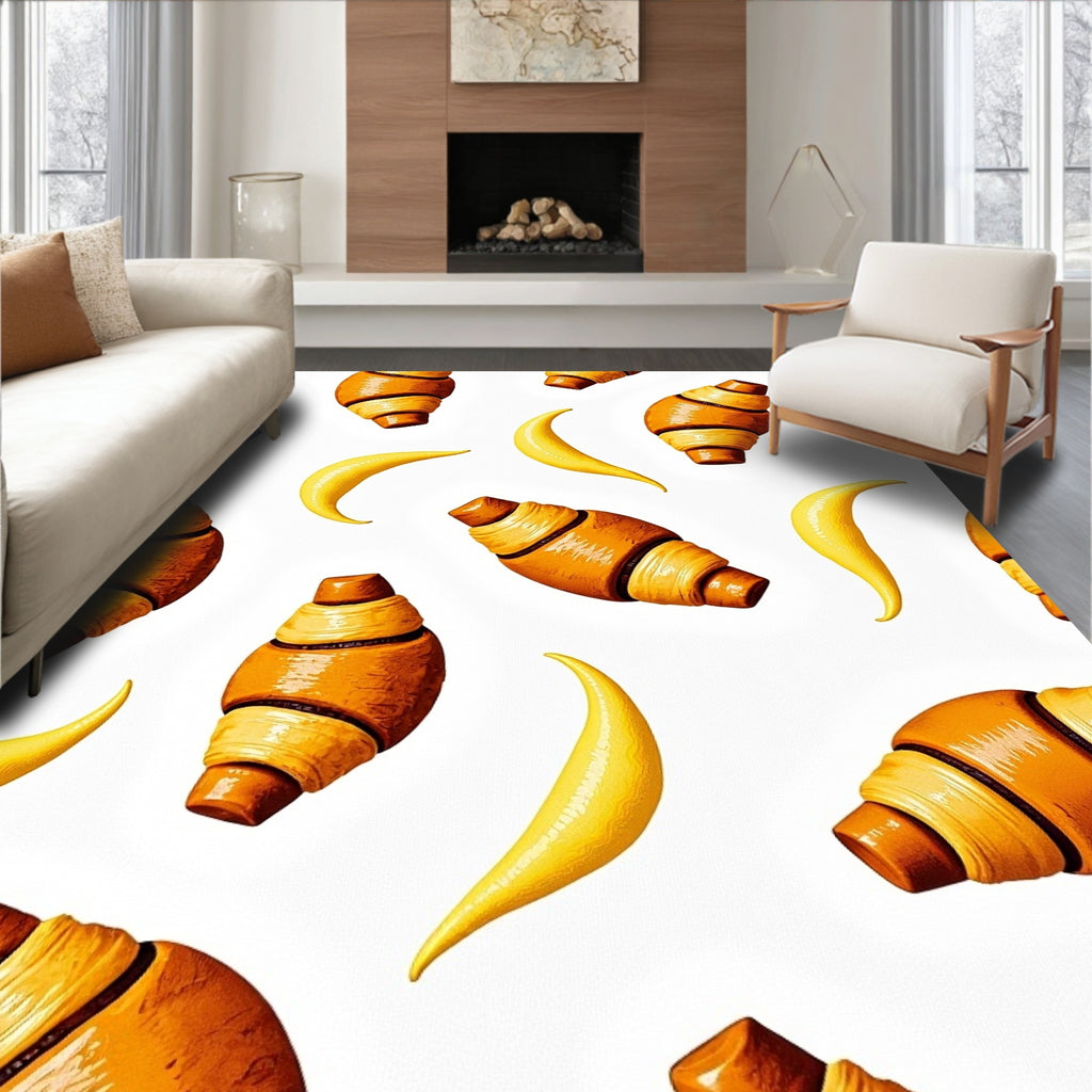 Golden Croissant Crescent Repeat Rug