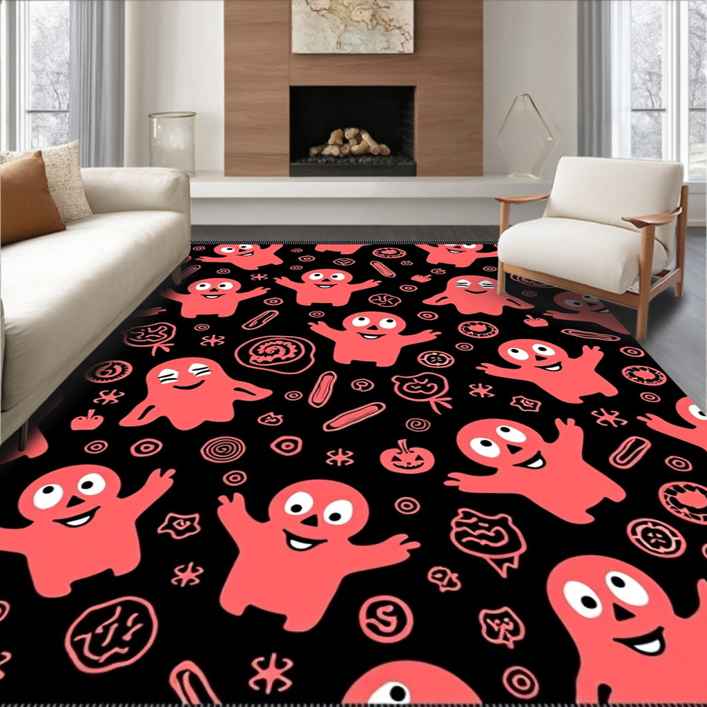 Coral Ghost Halloween Collage Rug
