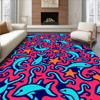 Coral Dolphins Stars Swirls Rug