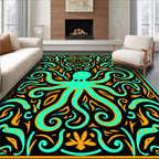 Teal Octopus Aquatic Swirls Rug