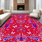 Whimsical Red Fairy Butterfly Garden Rug