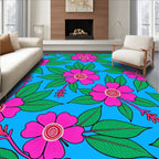 Vibrant Pink Floral Tropical Foliage Rug