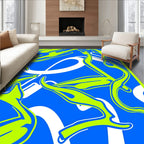 Electric Blue Vivid Swirl Abstract Rug