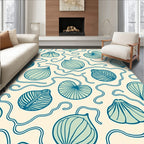 Aqua Botanical Swirl Garden Rug