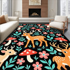 Woodland Creatures With Red Mushrooms Rug