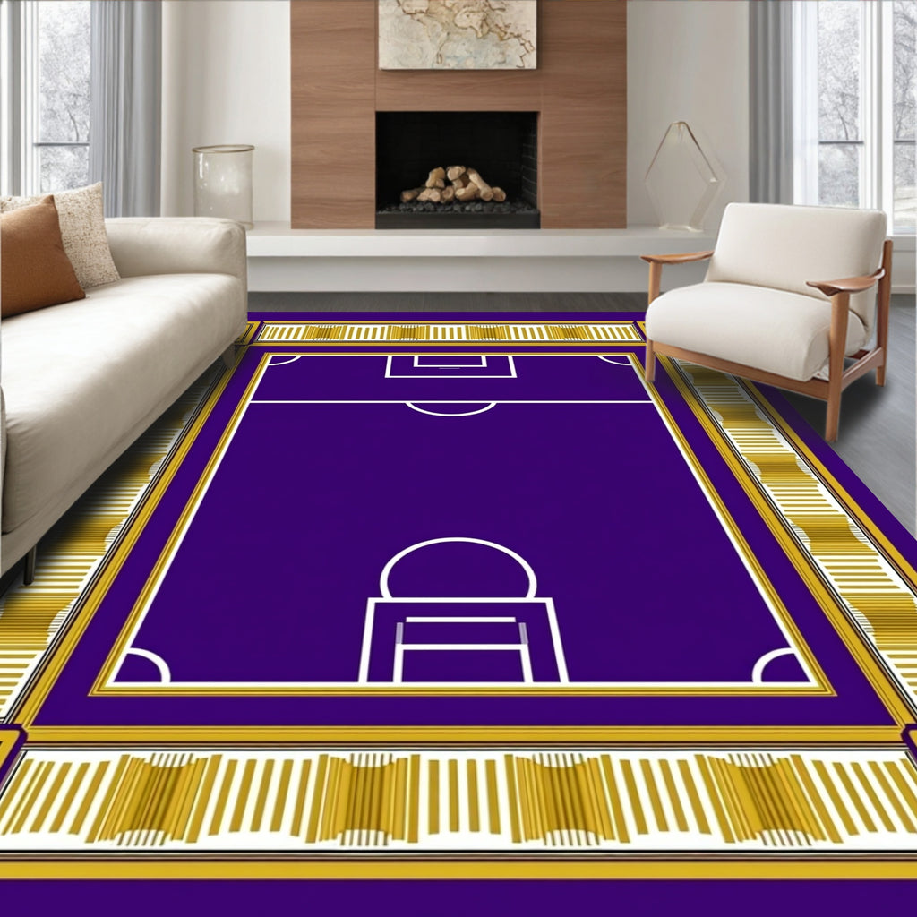 Royal Purple Football Field Border Rug