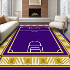 Royal Purple Football Field Border Rug