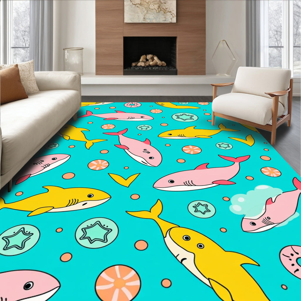 Juvie Marine Life Shark Whimsical Animals Rug