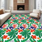 Coral Blue Green Tropical Bird Folia Rug
