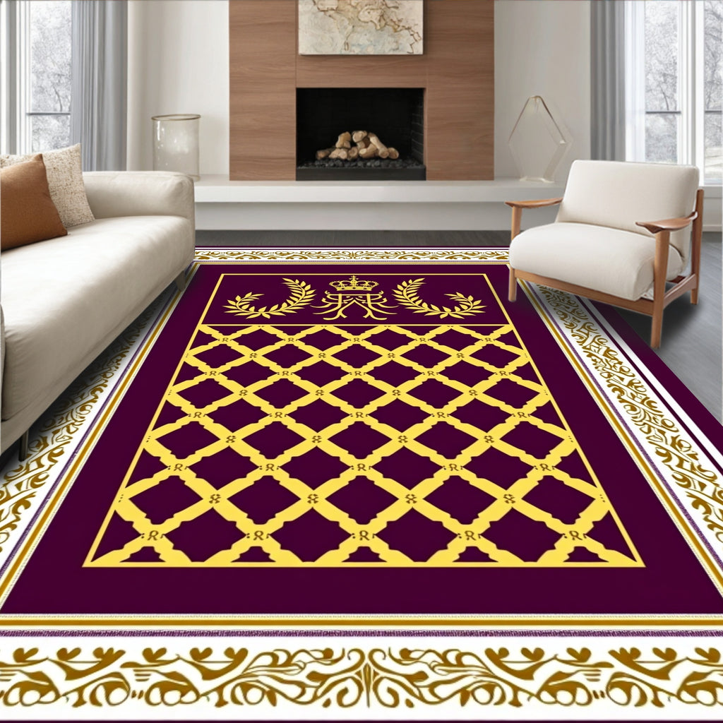 Regal Gold Monogram Diamond Border Rug