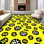 Bright Yellow Abstract Amoeba Forms Rug