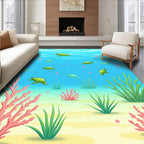 Serene Sea Turtle Coral Reef Scene Rug