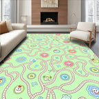 Whimsical Flower Faces Maze Rug