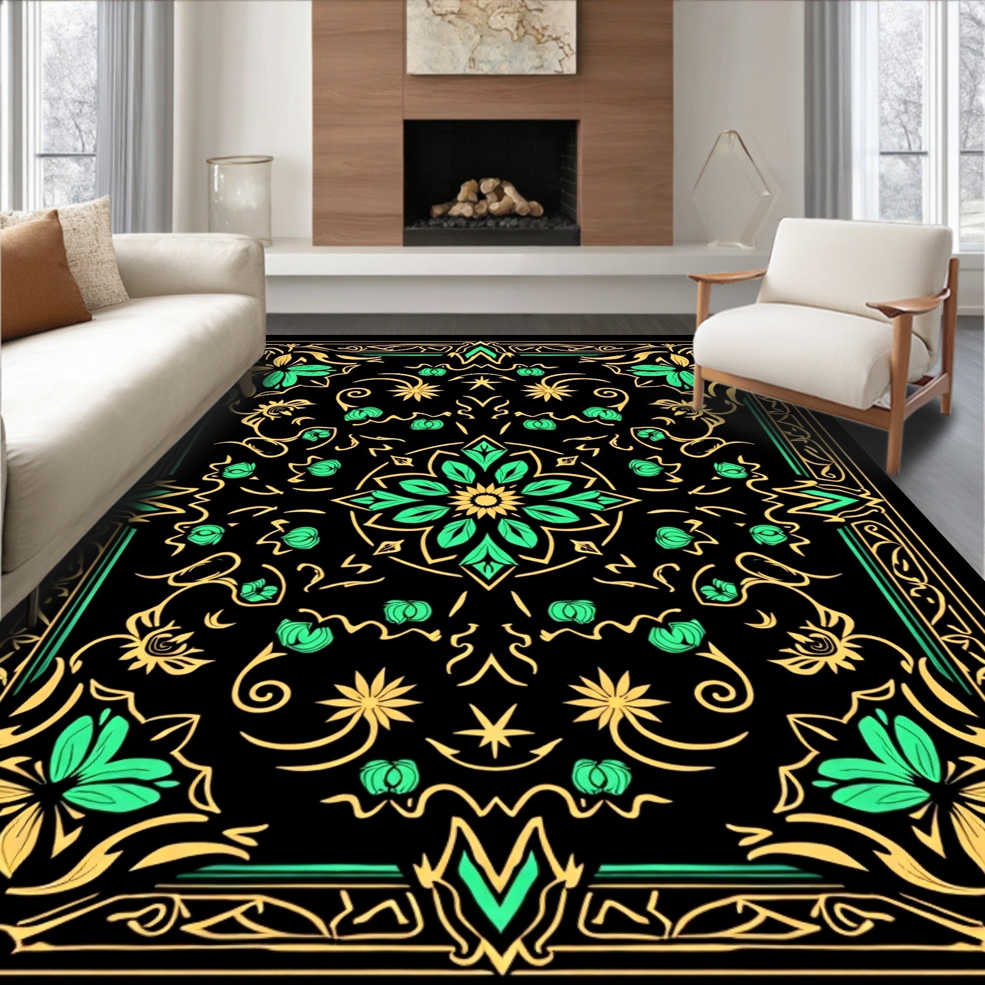 Emerald Garden Elaborate Bloom Rug