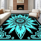 Cyan Bloom Geometric Center Rug