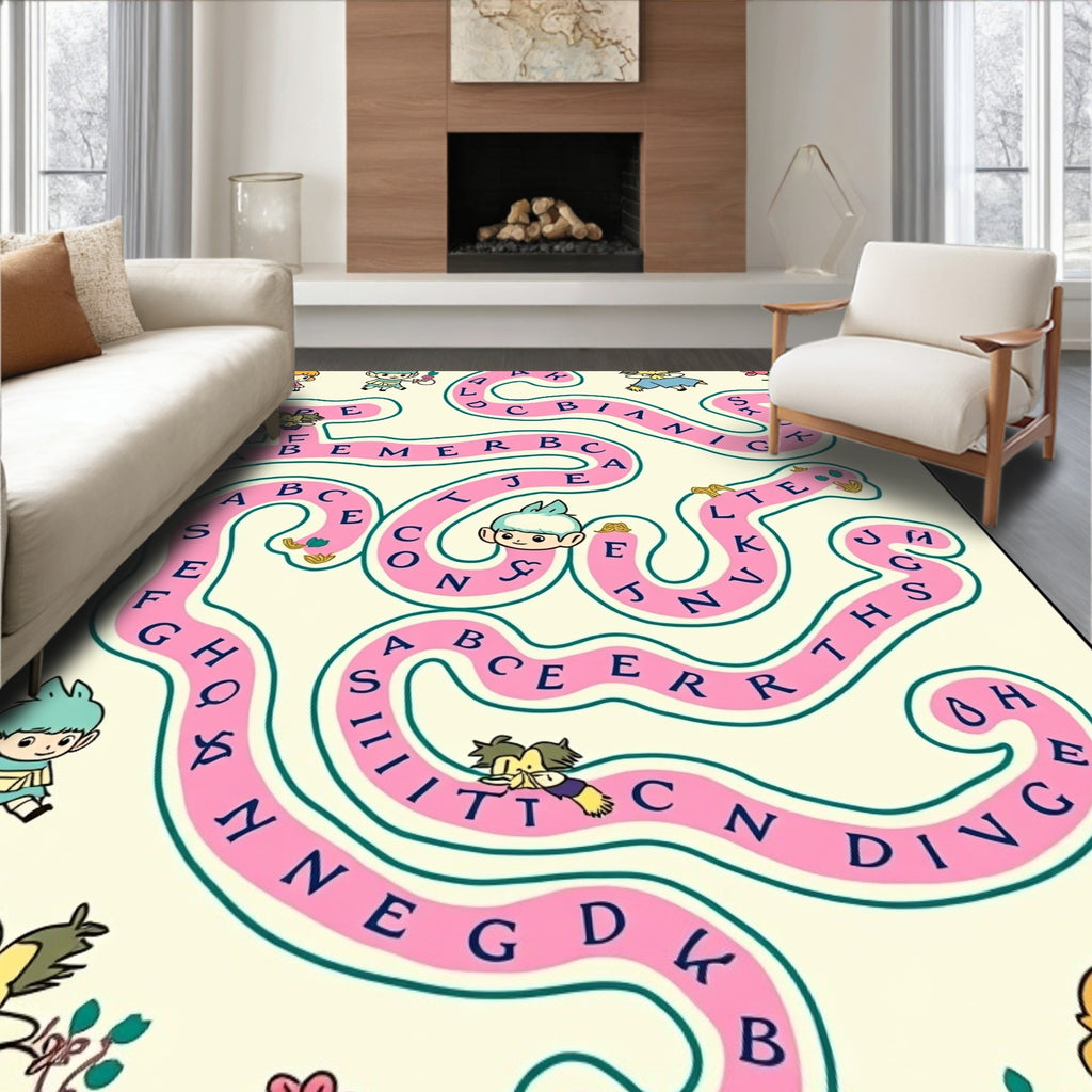 Whimsical Alphabet Maze Character Rug
