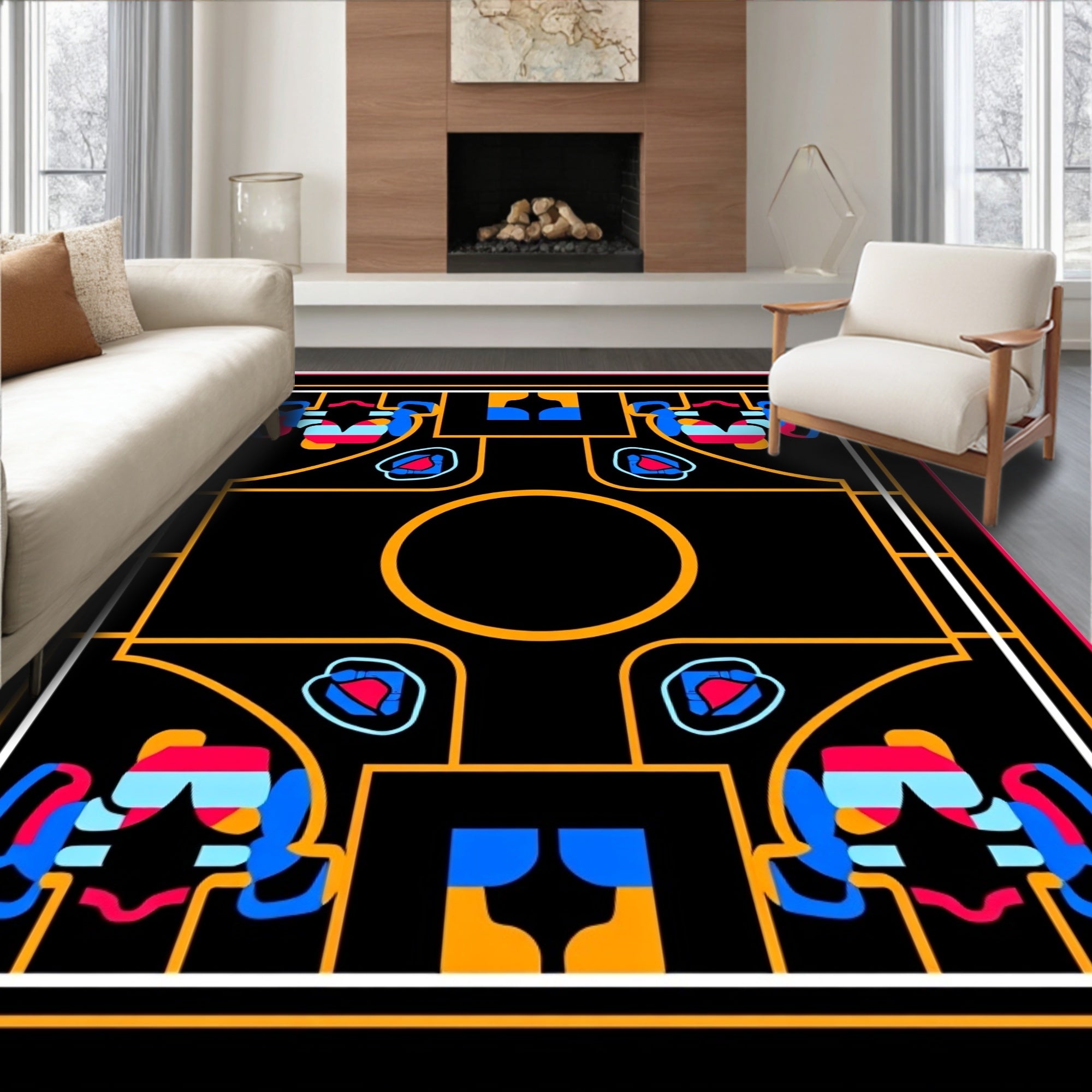 Retro Abstract Mid Century Modern Rug