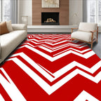 Bold Red White Jagged Lines Rug