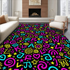 Colorful Alphabet and Symbols Collage Rug