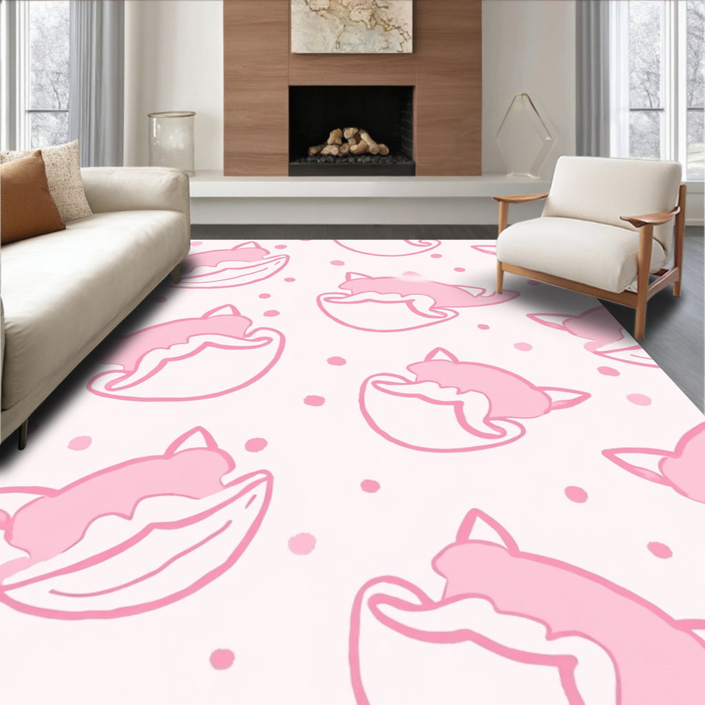 Pink Kitty Cupcake Dot Repeat Rug