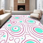 Swirling Pink Teal Circles Rug