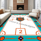 Teal Orange Shield Crest Emblem Rug