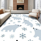 Whimsical Polar Bear Snowflake Scatter Rug