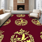 Yellow Laurel Emblem Burgundy Rug