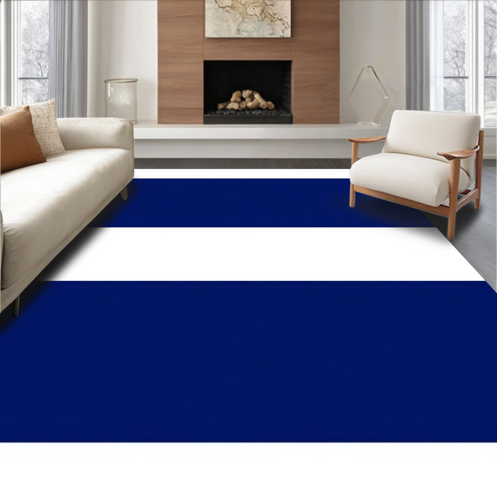 Bold Navy And White Stripe Rug