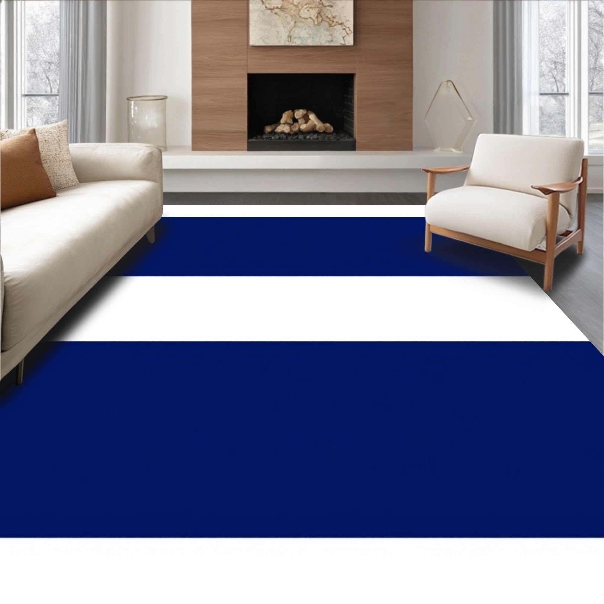 Bold Navy And White Stripe Rug