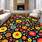 Funky Multicolor Floral Bloom Collage Rug