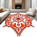 Orange Floral Sunburst Mandala Rug