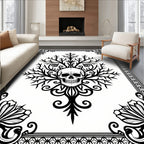 Black White Skull Tree Mandala Rug