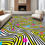 Bold Yellow White Alphabet Swirl Rug