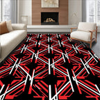 Bold Red White Geometric Abstraction Rug
