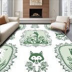 Whimsical Fox Floral Oval Frame Rug