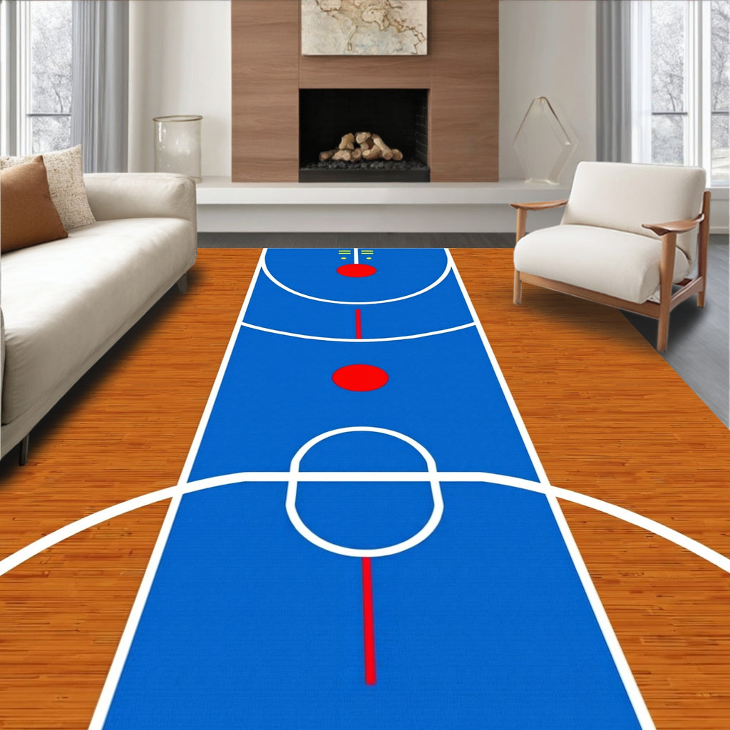 Court Blue Red Abstract Basketball Rug