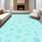 Teal Floral Scatter Oval Accents Rug